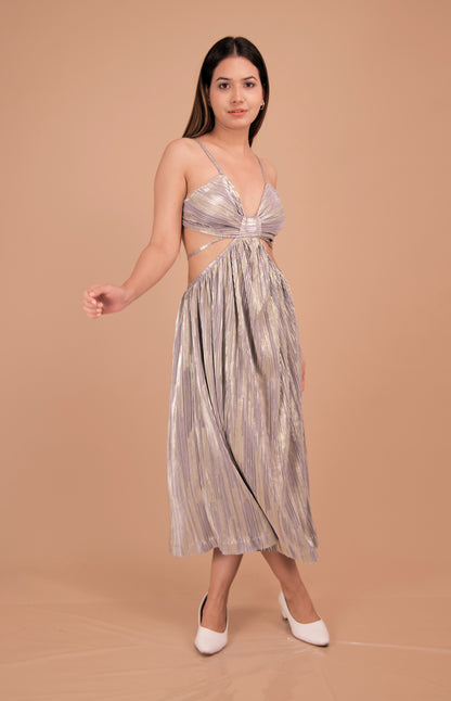 Radiance Cut-Out Metallic Midi Dress