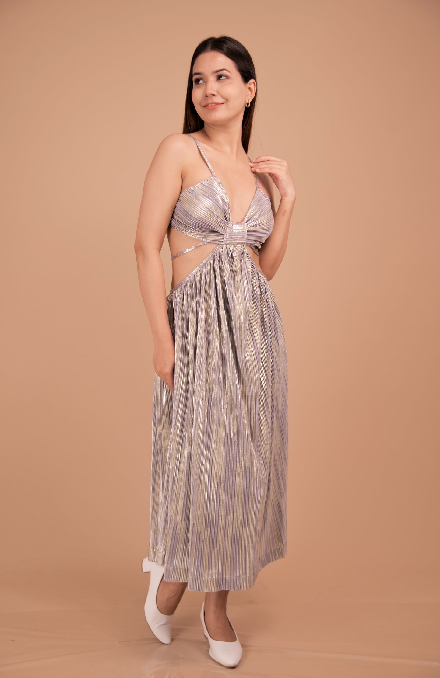 Radiance Cut-Out Metallic Midi Dress