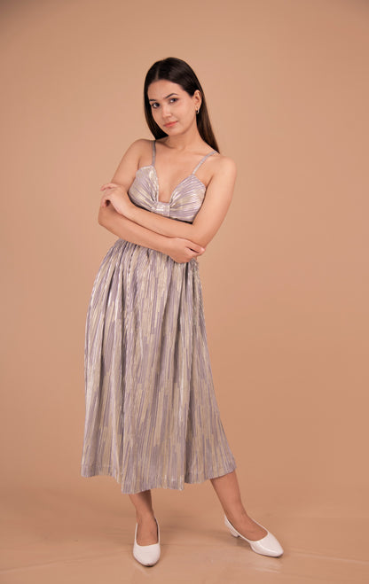 Radiance Cut-Out Metallic Midi Dress