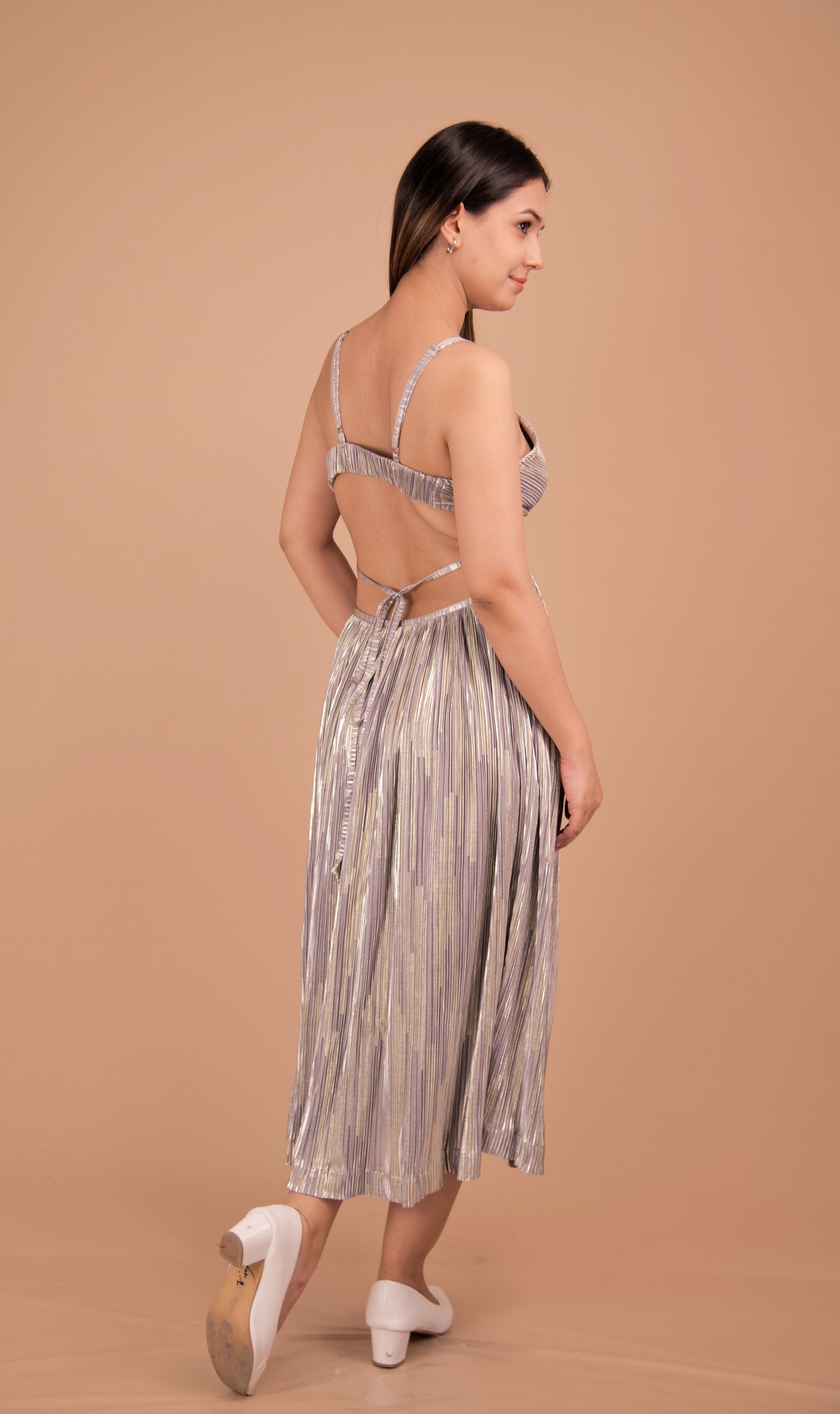 Radiance Cut-Out Metallic Midi Dress