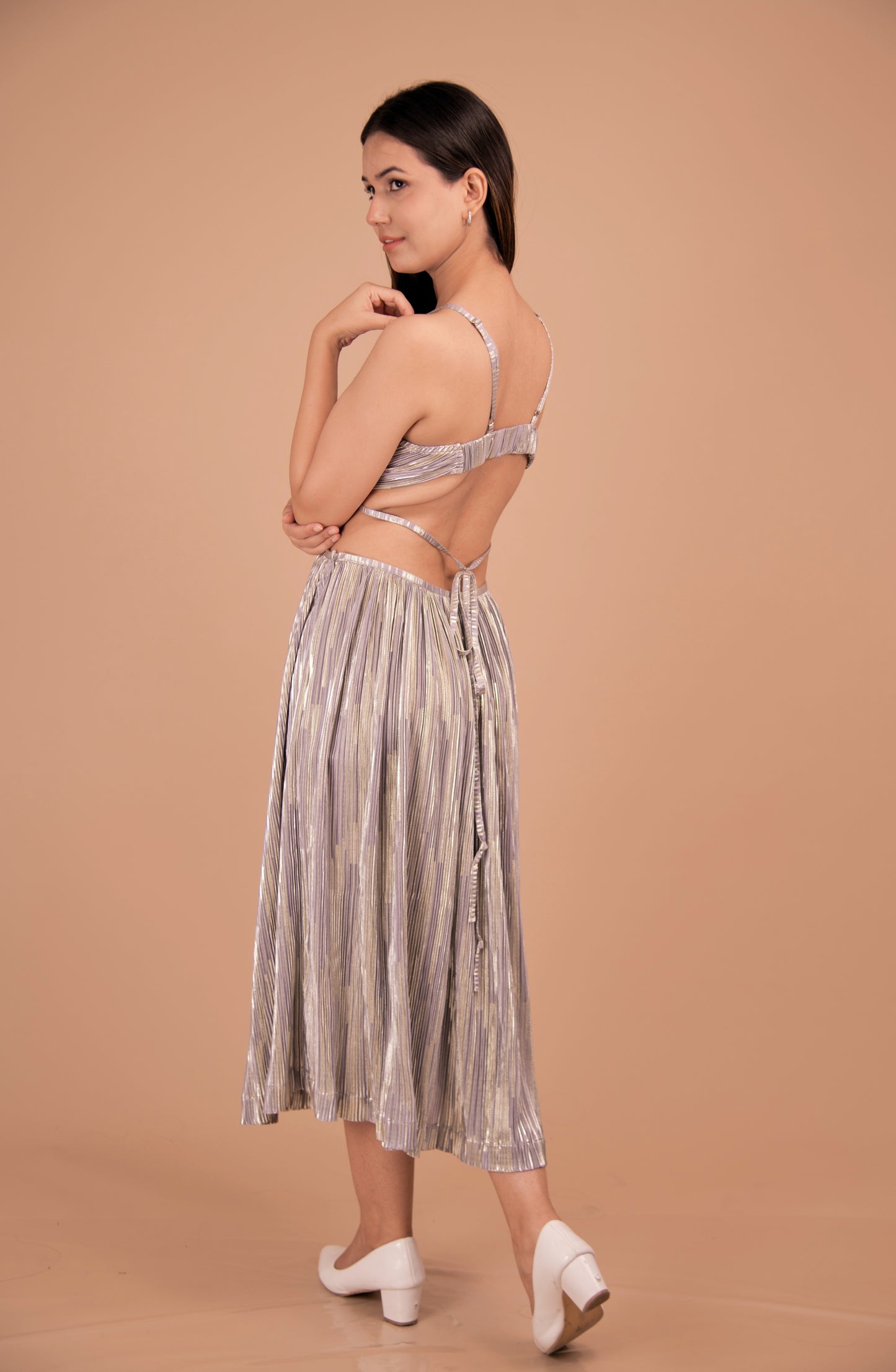 Radiance Cut-Out Metallic Midi Dress