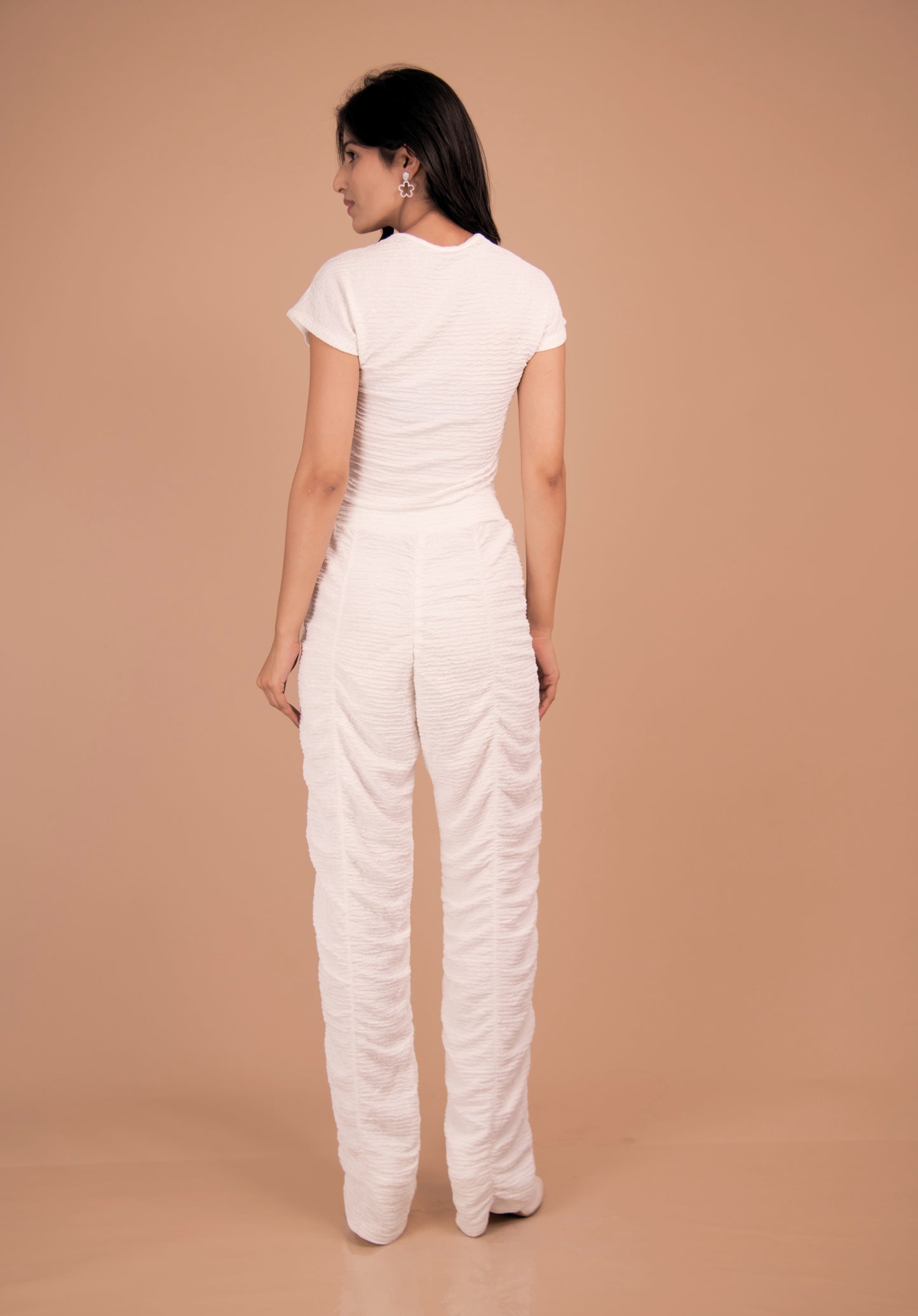 Celeste Textured White Crop Top