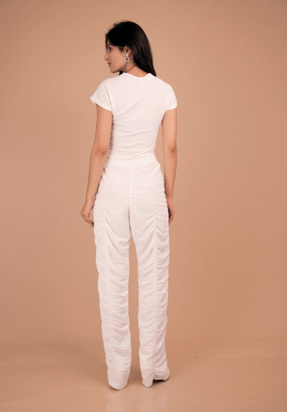 Celeste Textured White Crop Top