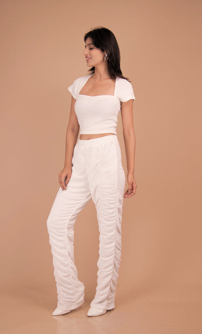 Celeste Textured White Crop Top