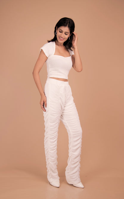Celeste Textured White Crop Top