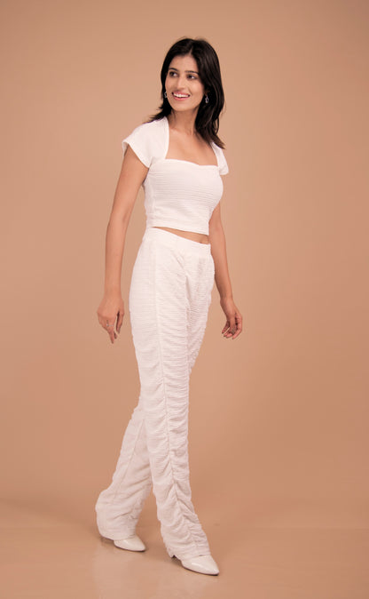 Celeste Textured White Crop Top