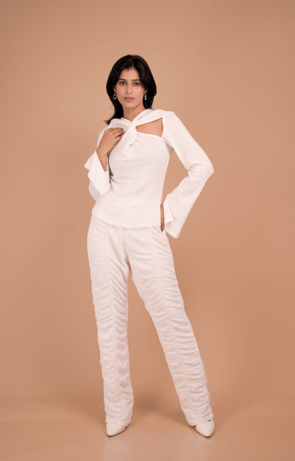 The Alina Ruched Cotton Co-Ord — Blanc Épure