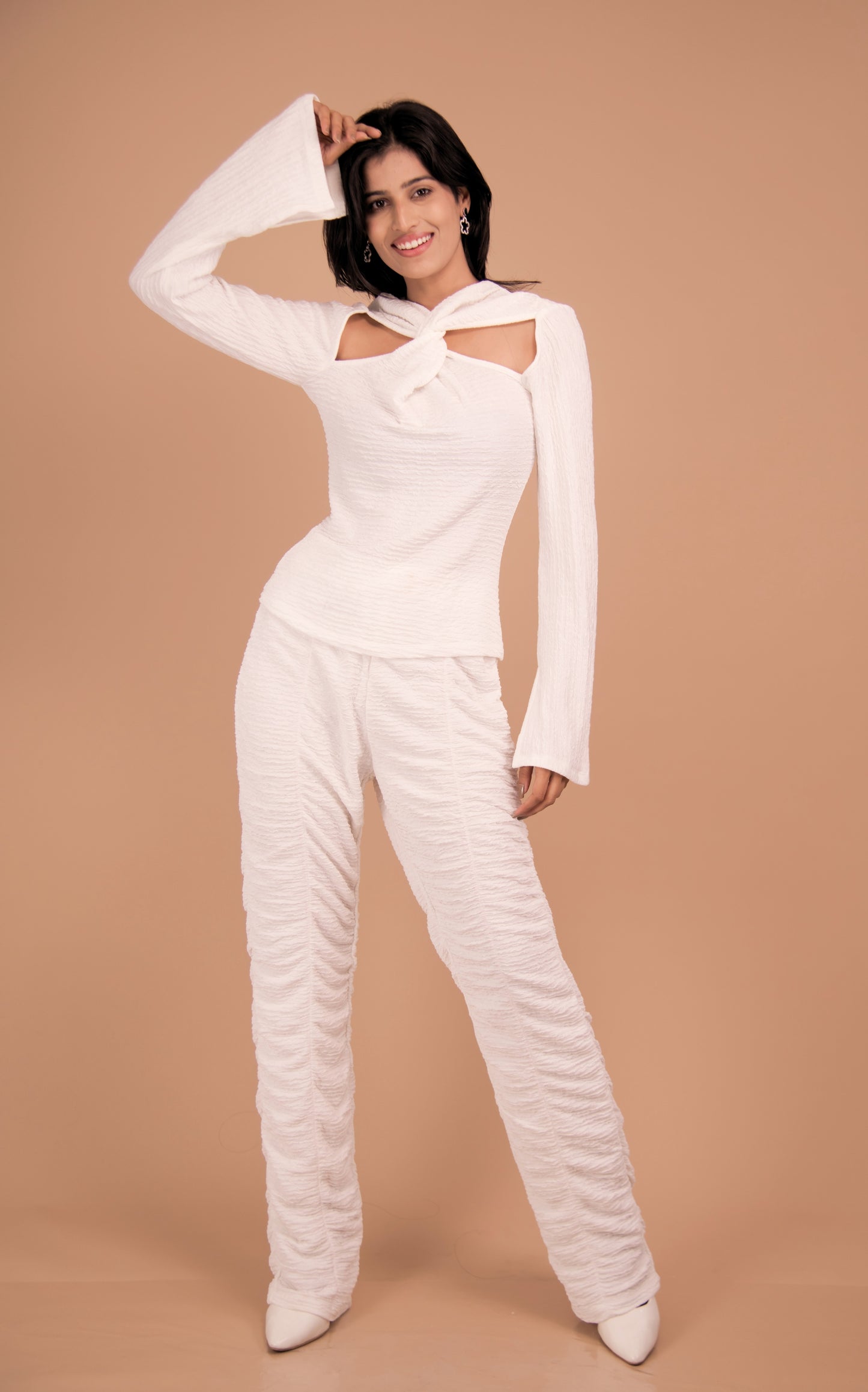The Alina Ruched Cotton Co-Ord — Blanc Épure