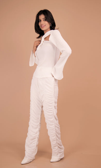 The Alina Ruched Cotton Co-Ord — Blanc Épure