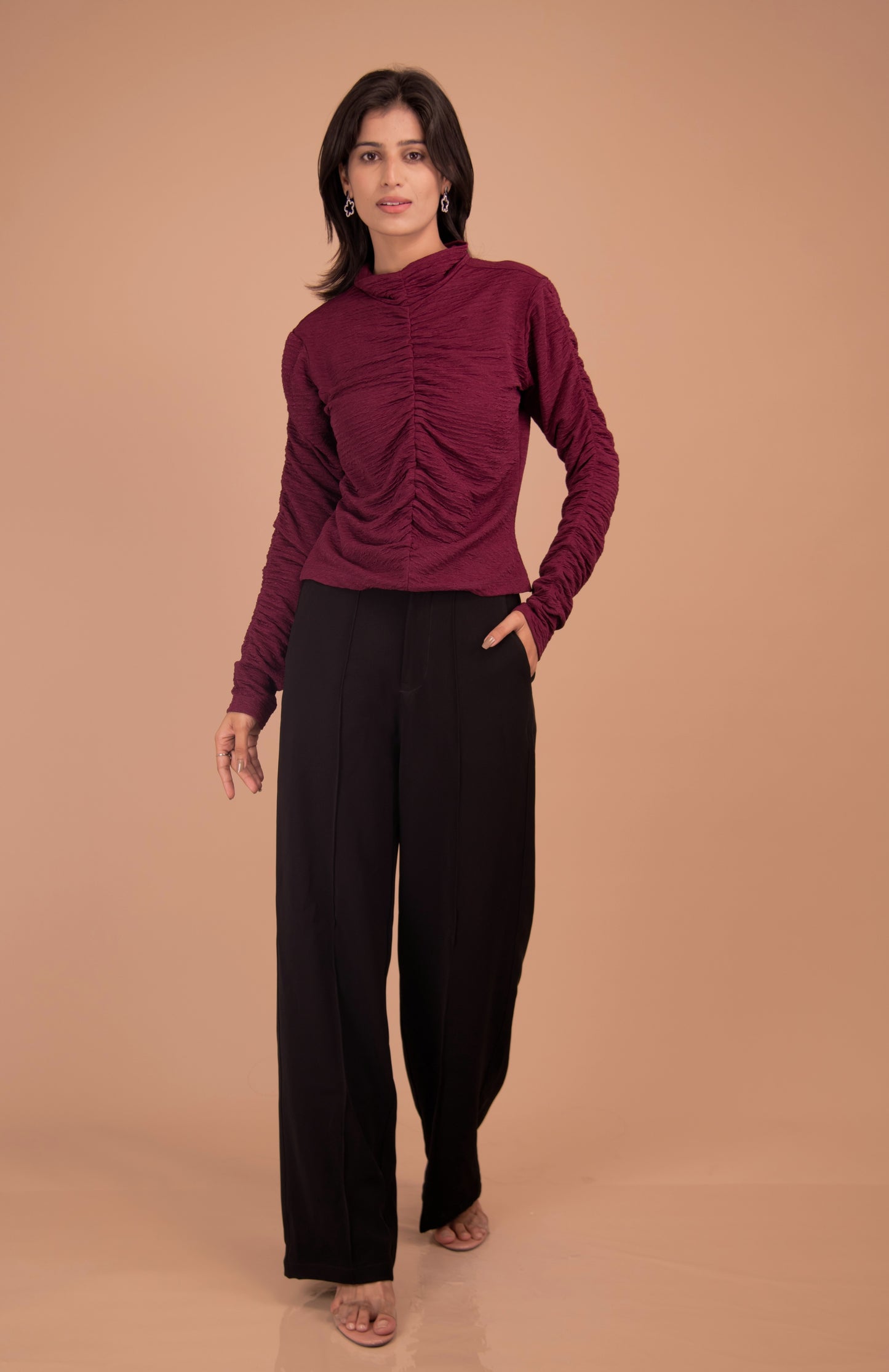 The Bordeaux Ruched Statement Top