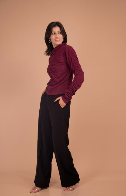 The Elara Ruched High-Neck Top