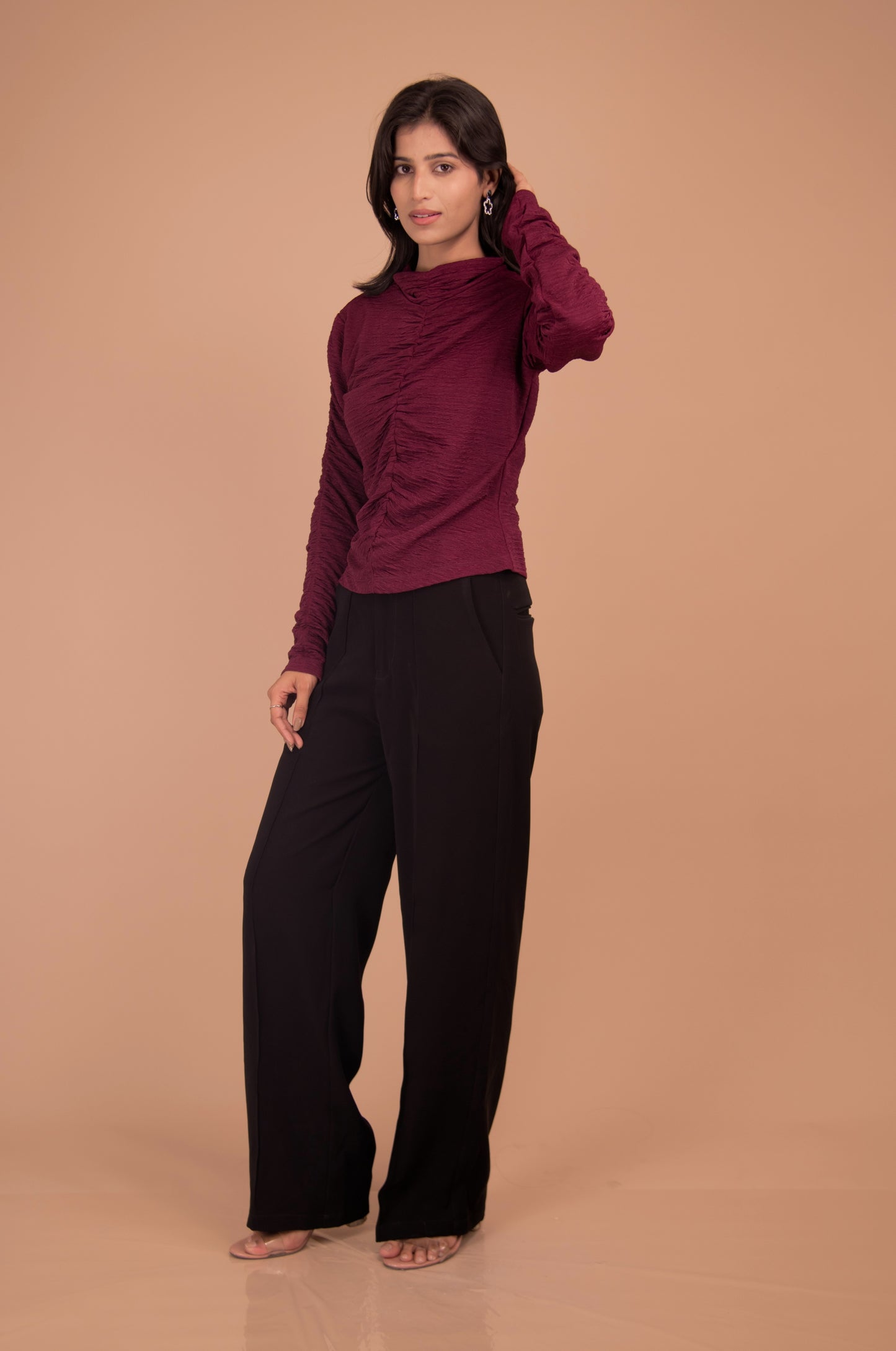 The Elara Ruched High-Neck Top