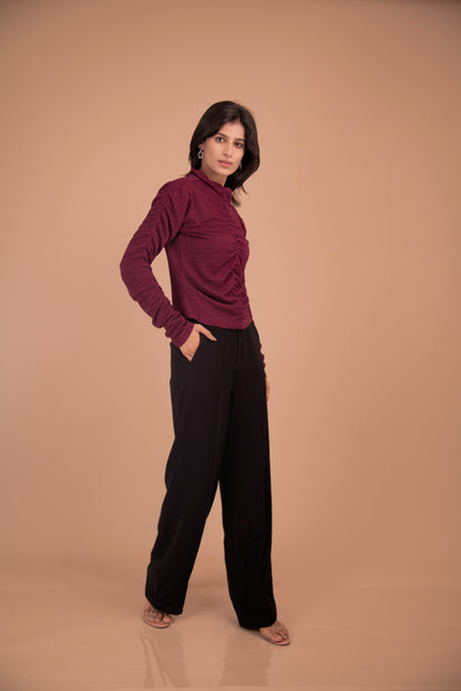 The Bordeaux Ruched Statement Top
