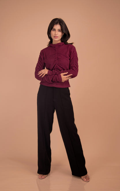 The Elara Ruched High-Neck Top
