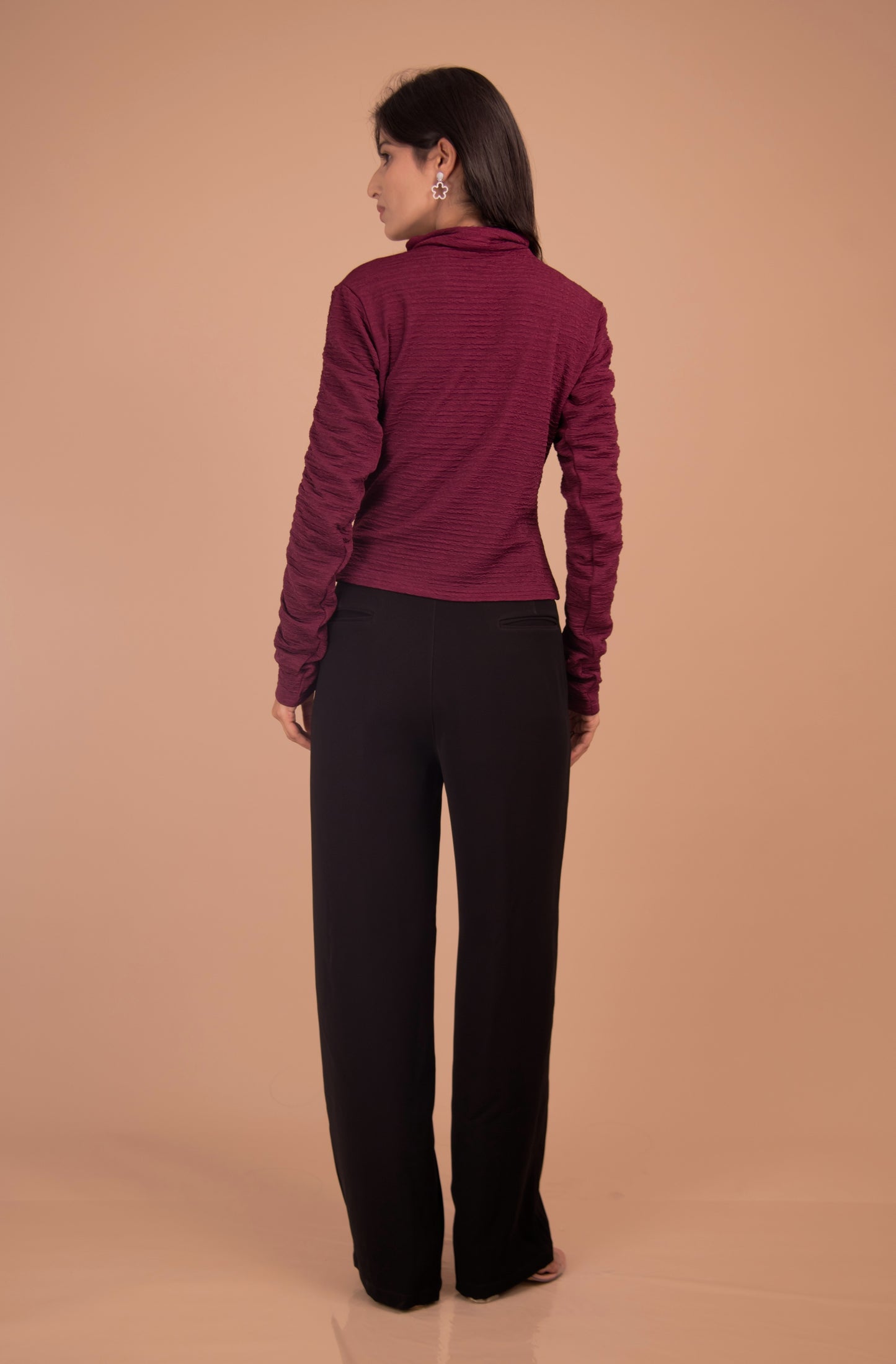 The Bordeaux Ruched Statement Top