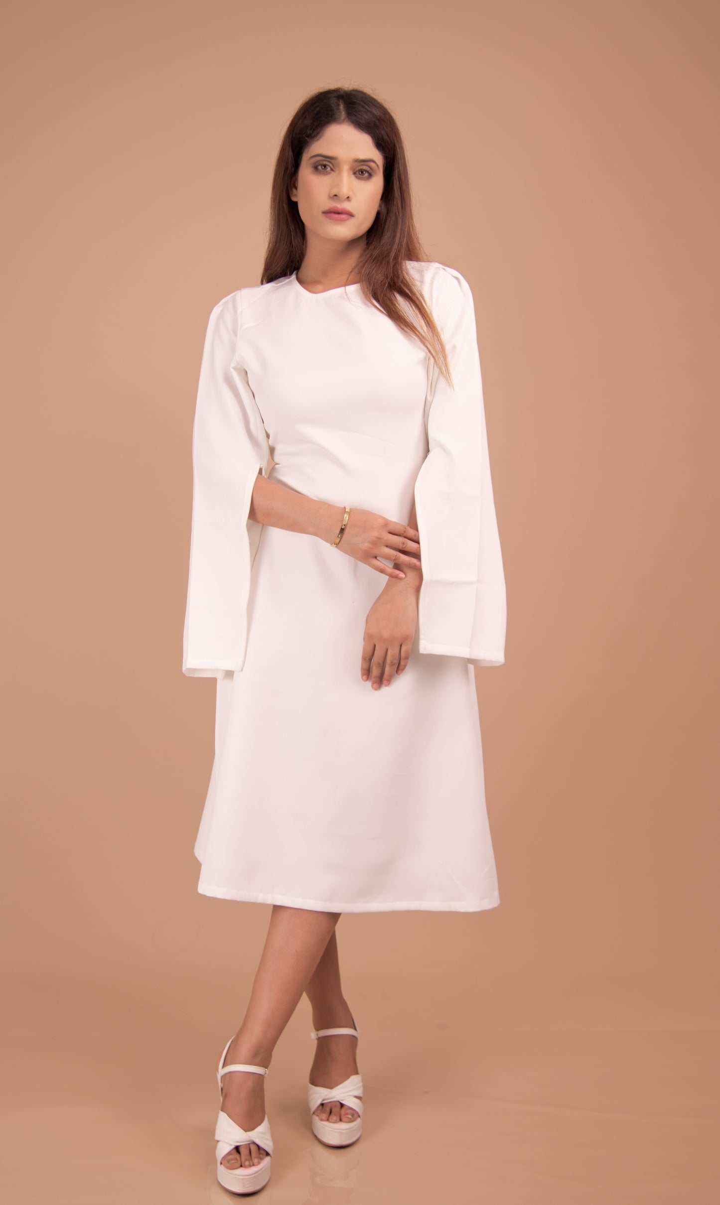 The Aurelia Bell-Sleeve Midi Dress