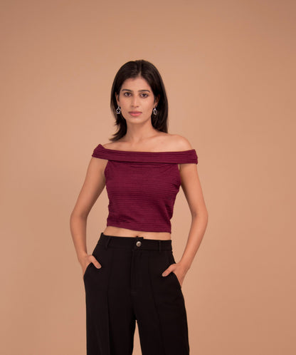 The Bordeaux Off-Shoulder Luxe Top