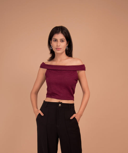 The Bordeaux Off-Shoulder Luxe Top