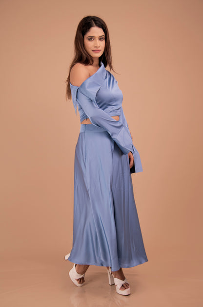The Azure Éclat Off-Shoulder Top