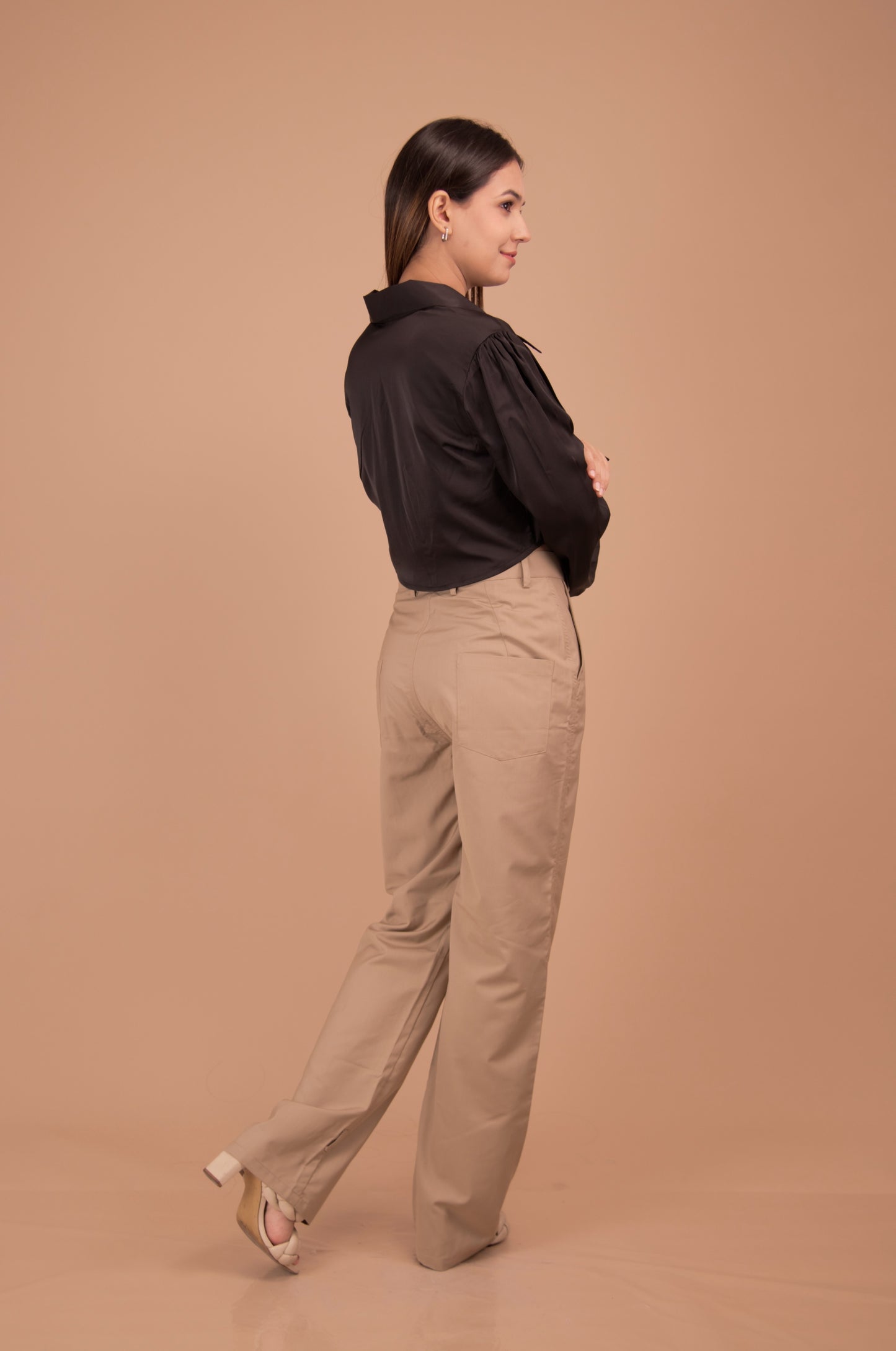 The Valeria Satin Cropped Shirt