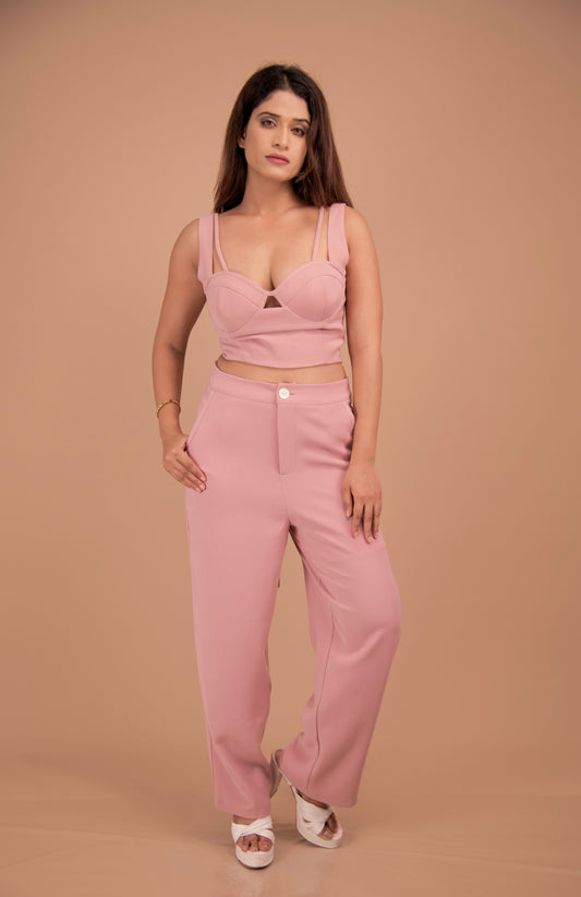 Bustier Top & Tailored Wide-Leg Trouser Co-Ord Set