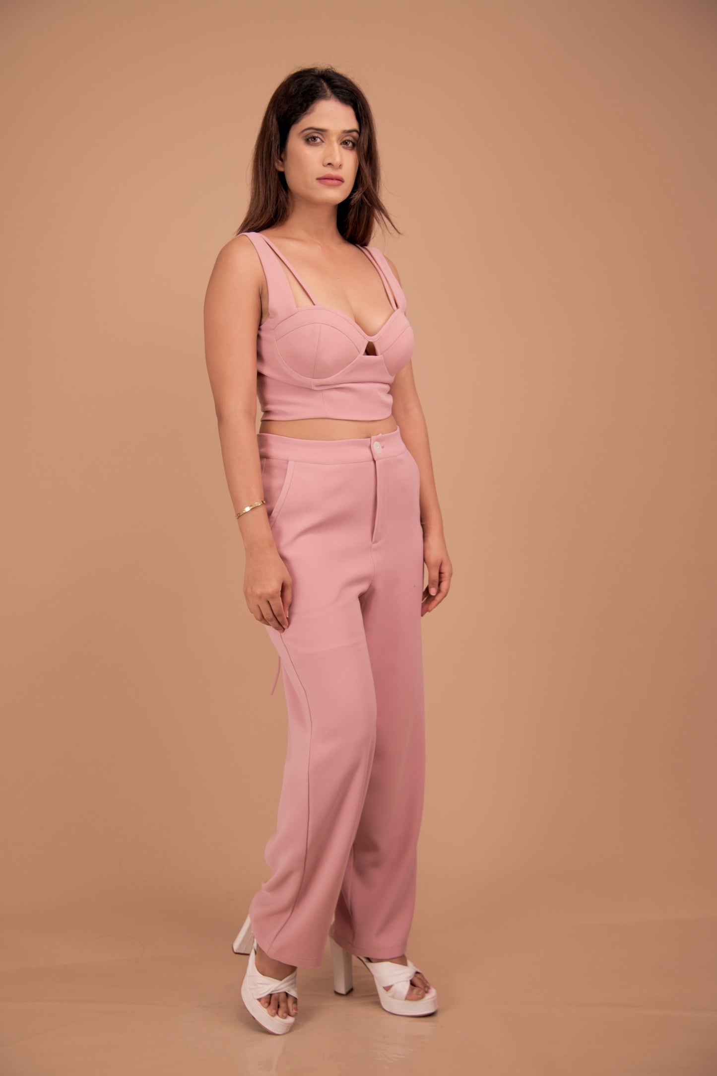 Bustier Top & Tailored Wide-Leg Trouser Co-Ord Set