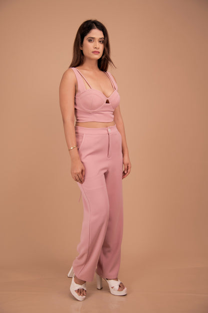 Bustier Top & Tailored Wide-Leg Trouser Co-Ord Set