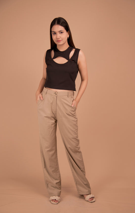 Sculpted Cut-Out Top & Tailored Trouser Set