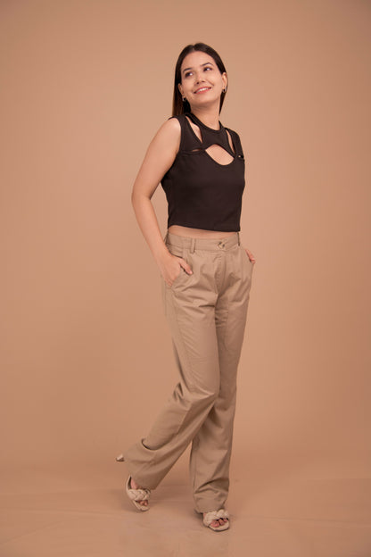 Sculpted Cut-Out Top & Tailored Trouser Set
