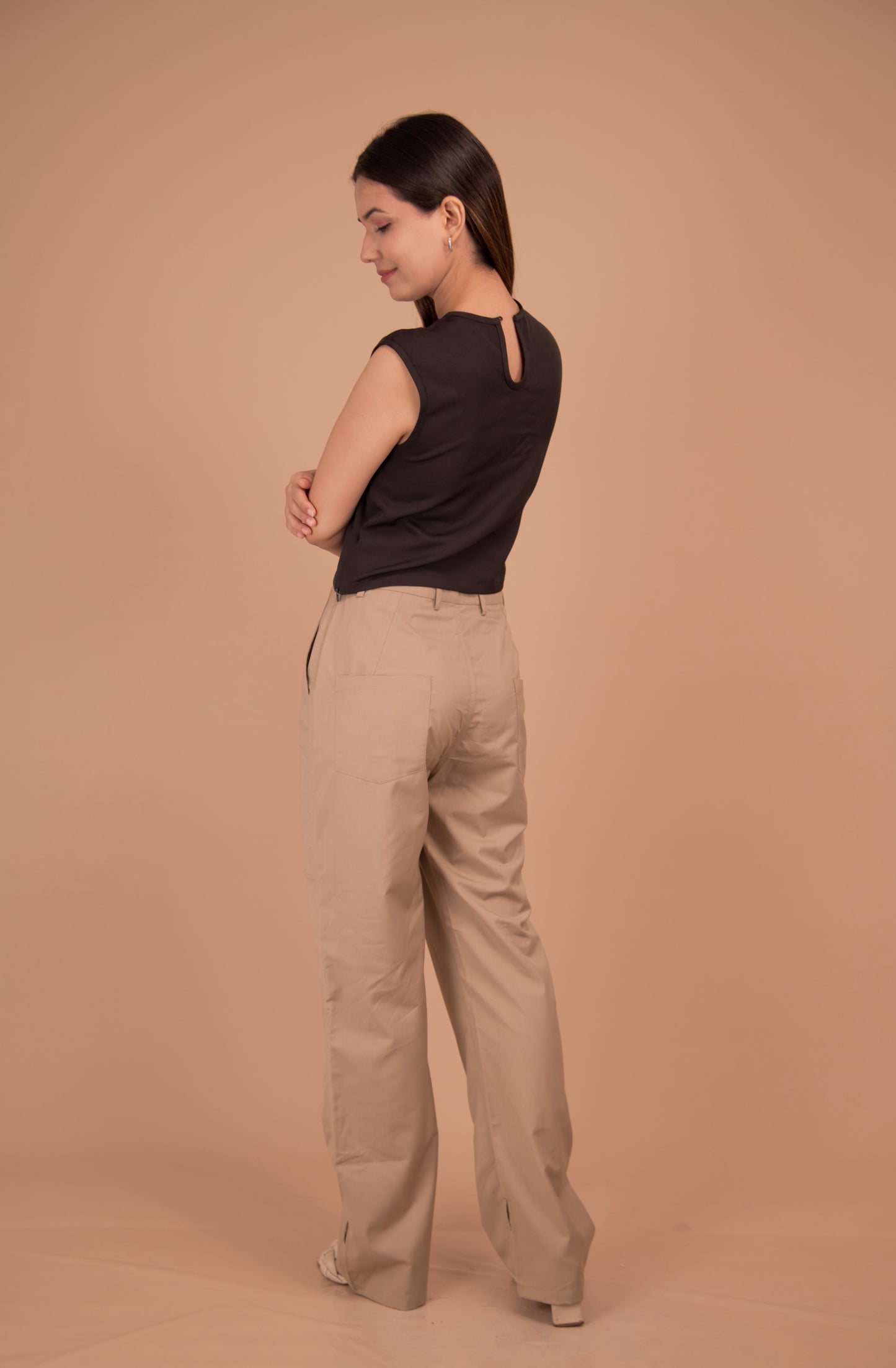 Sculpted Cut-Out Top & Tailored Trouser Set