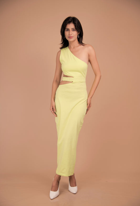 Sculpted One-Shoulder Cotton Column Dress