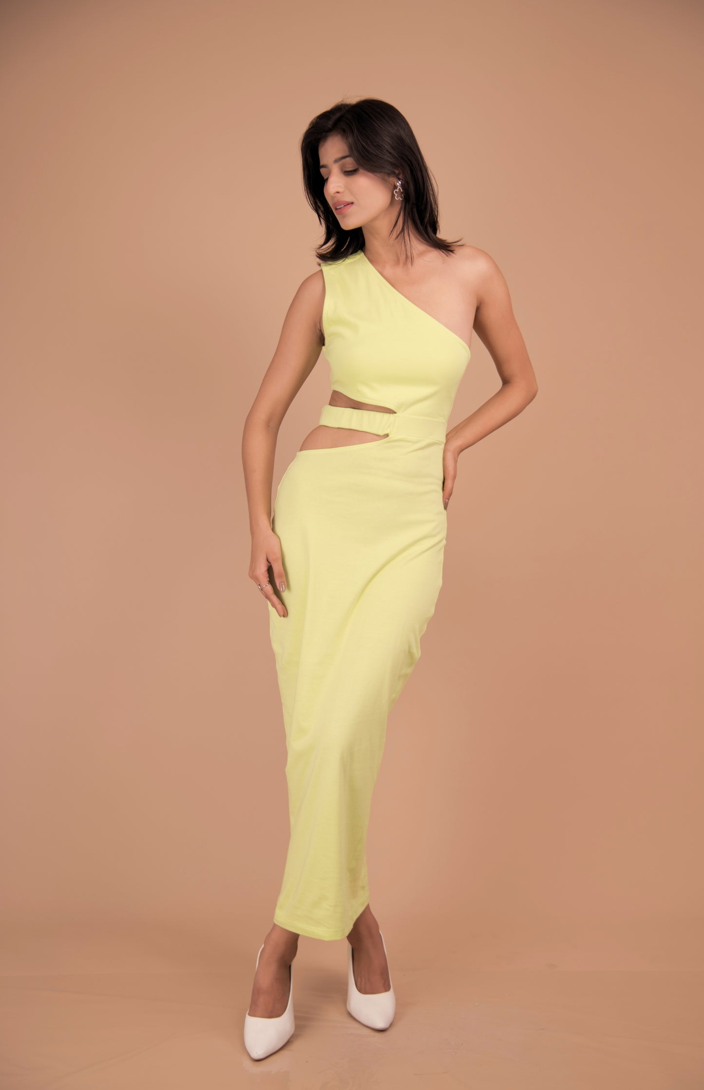 Sculpted One-Shoulder Cotton Column Dress