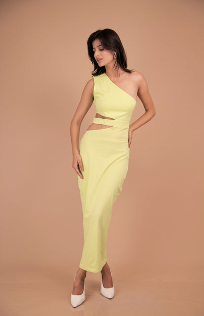 Sculpted One-Shoulder Cotton Column Dress