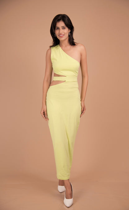 Sculpted One-Shoulder Cotton Column Dress