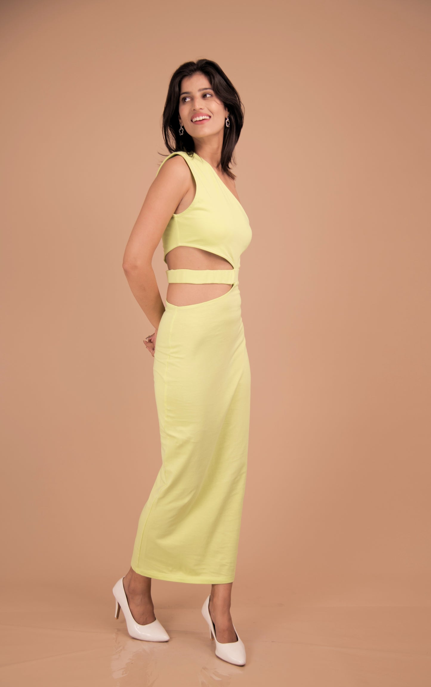 Sculpted One-Shoulder Cotton Column Dress