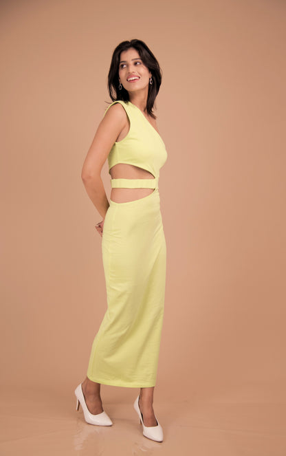 Sculpted One-Shoulder Cotton Column Dress