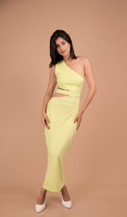 Sculpted One-Shoulder Cotton Column Dress