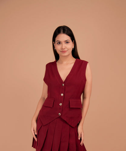 The Renée wine Tailored Vest