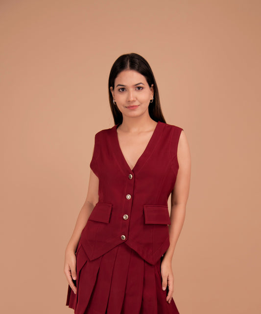 The Renée wine Tailored Vest
