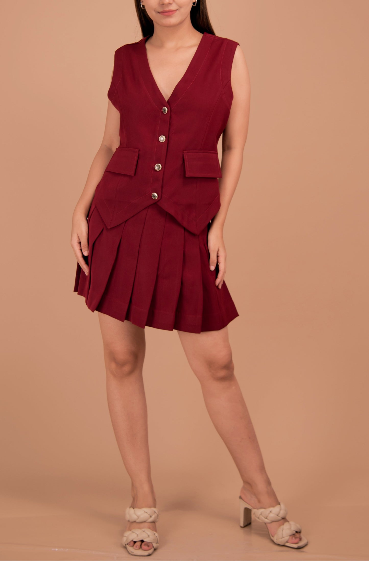 The Marcella Crepe Pleated Mini Skirt