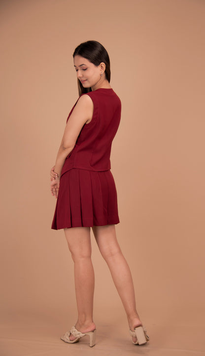 The Marcella Crepe Pleated Mini Skirt