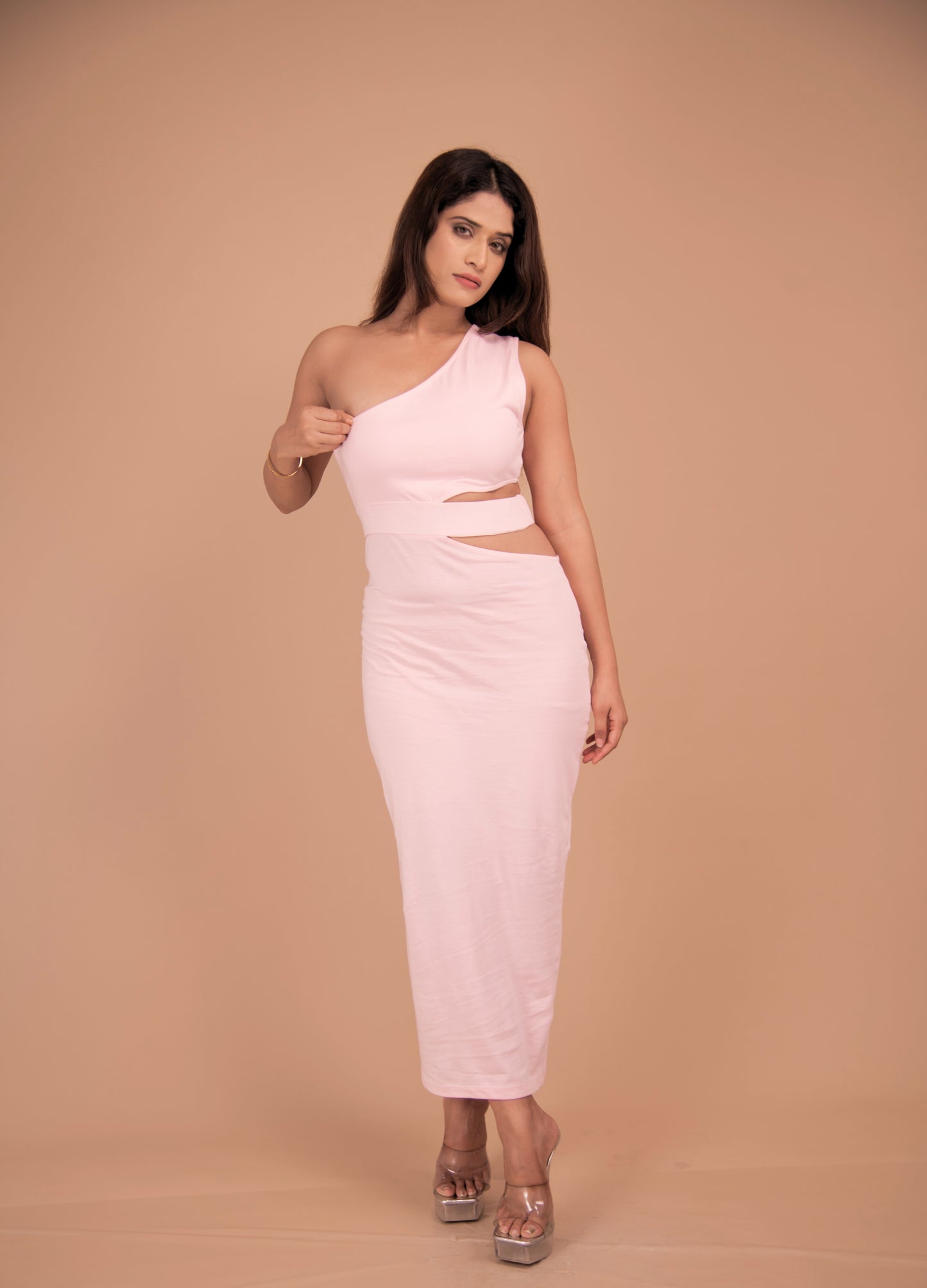 Sculpted One-Shoulder Cotton Column Dress