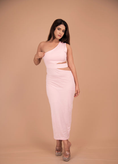 Sculpted One-Shoulder Cotton Column Dress