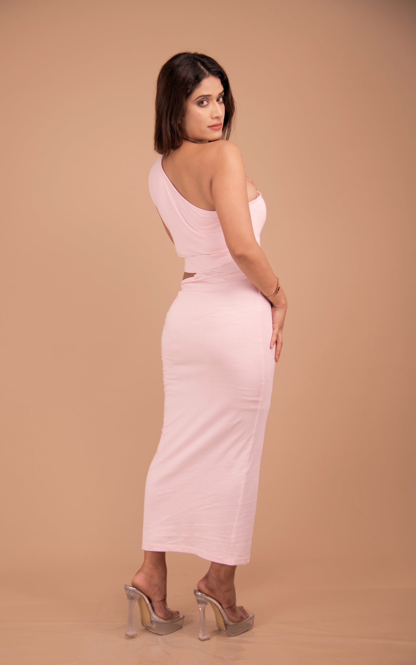 Sculpted One-Shoulder Cotton Column Dress