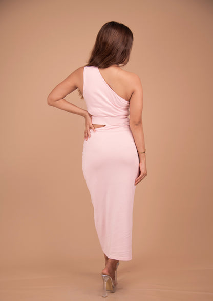 Sculpted One-Shoulder Cotton Column Dress