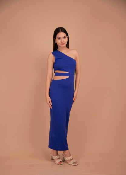 Sculpted One-Shoulder Cotton Column Dress