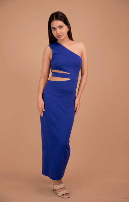 Sculpted One-Shoulder Cotton Column Dress