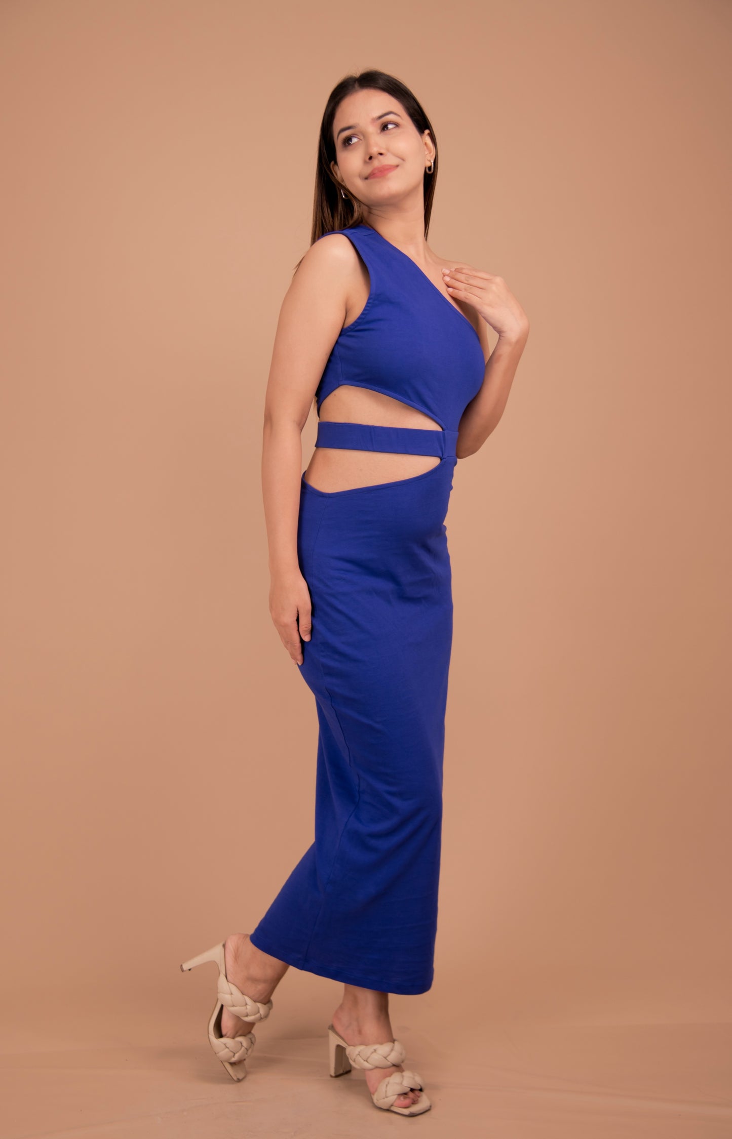 Sculpted One-Shoulder Cotton Column Dress