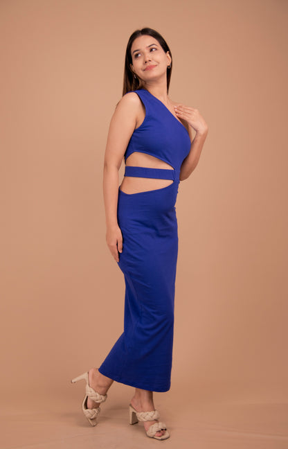 Sculpted One-Shoulder Cotton Column Dress