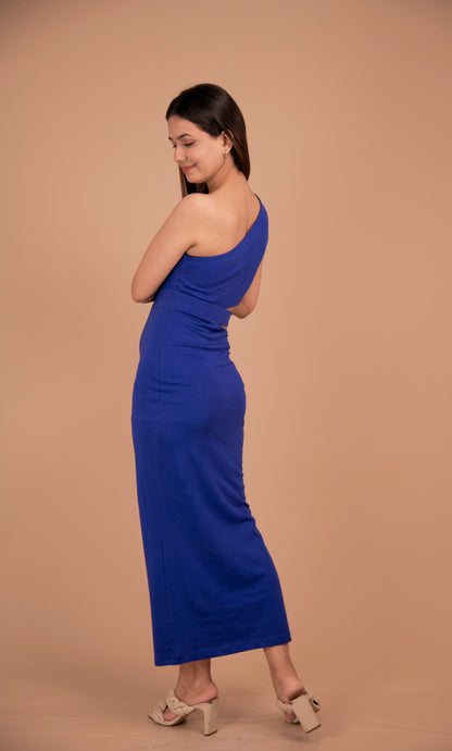Sculpted One-Shoulder Cotton Column Dress